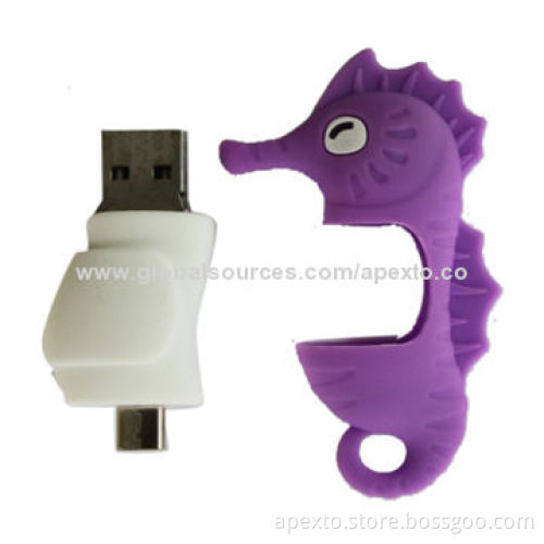 OTG Custom Design USB Flash Drive with More than 10-year Data Retention, Available in Pink ColorNew